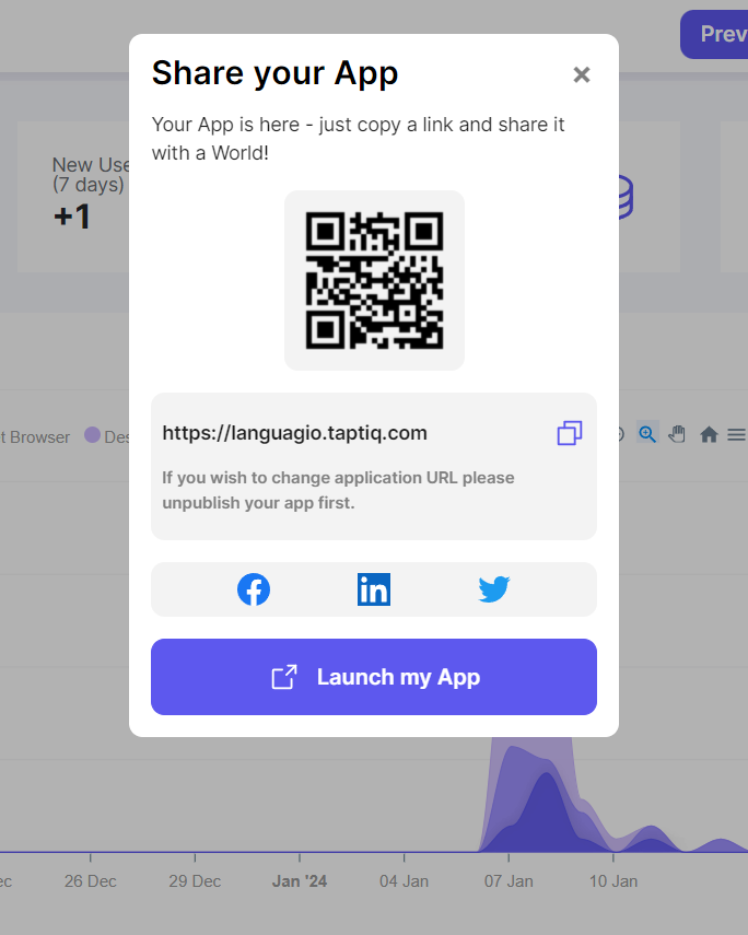 Screenshot of sharing an app