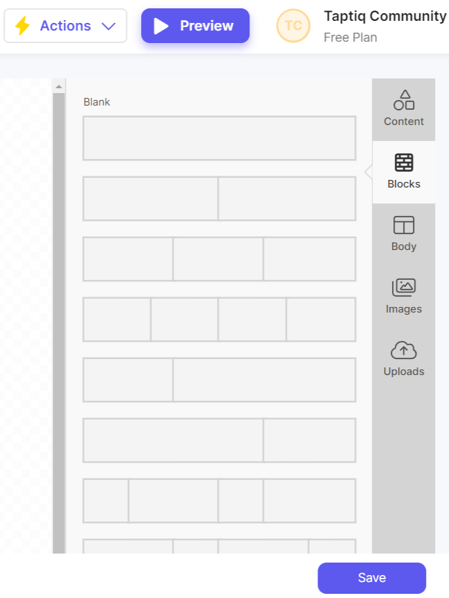 Screenshot of layout options