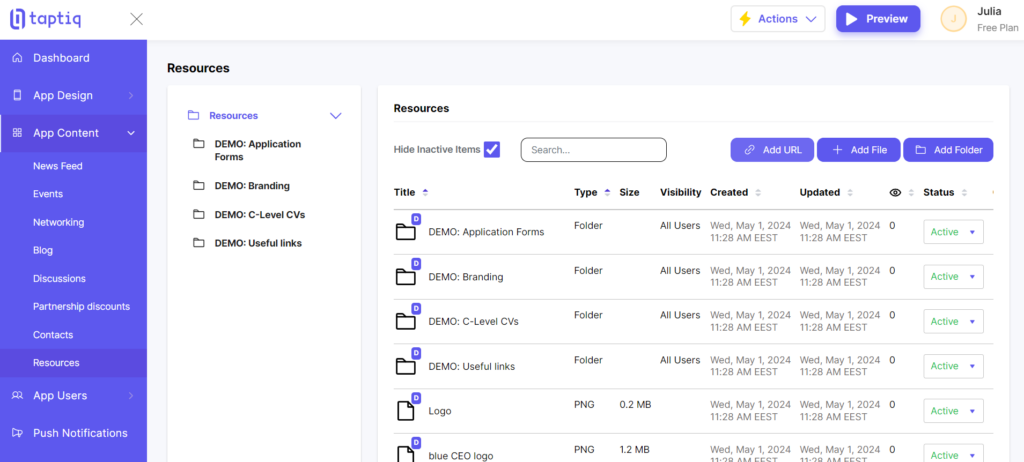 Screenshot of the File Manager